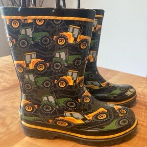 Kids Tractor Print Rain Boots